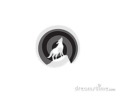 Wolf night black logo and symbol vector Vector Illustration