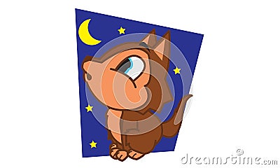 Wolf at night Vector Illustration