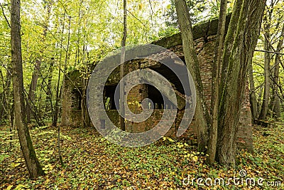 Wolf`s Lair, Adolf Hitler`s Bunker, Poland. First Eastern Front military headquarters, World War II. Complex blown up, abandoned Stock Photo