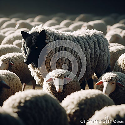 Wolf in sheep clothing. Treachery in Sheep's Garb: Uncovering the Betrayal. Serpents in the Flock: The Hidden Threat. Stock Photo