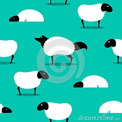 Wolf In Sheeps Clothing seamless Background idiom Vector Illustration