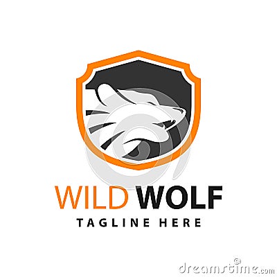 Wolf shield logo design template Vector Illustration