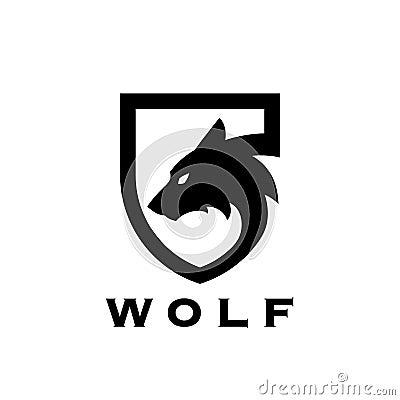 Black wolf shield logo icon Vector Illustration