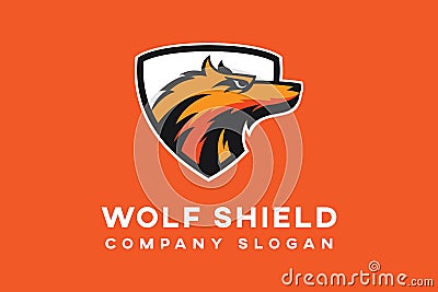 Wolf shield Logo template Vector Illustration