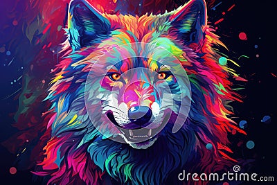 Wolf Smilecore Punk Colorful Chromies Stock Photo