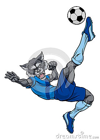 Wolf Soccer Football Player Animal Sports Mascot Vector Illustration