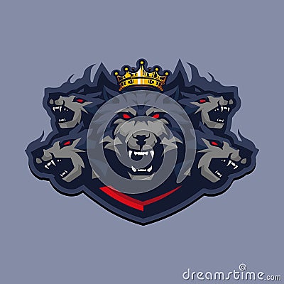 Pack Angry Wolves Vector Illustration