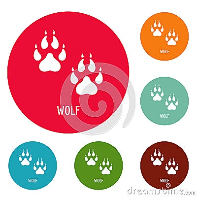 Wolf step icons circle set Stock Photo