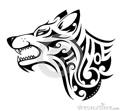 Wolf tattoo shape Vector Illustration