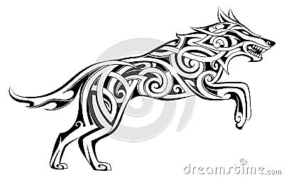 Wolf tattoo Celtic style Vector Illustration