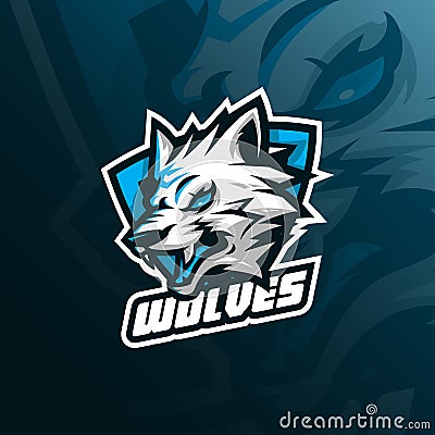 Wolf vector mascot logo design with modern illustration concept style for badge, emblem and tshirt printing. angry wolf Vector Illustration