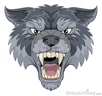 Wolf or Werewolf Monster Scary Dog Angry Mascot Vector Illustration