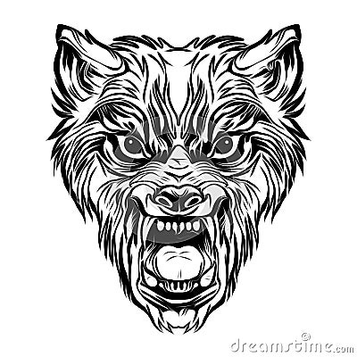 Wolf wild face tattoo Stock Photo