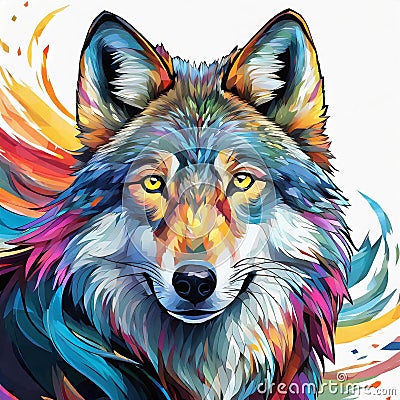 wolf - wildlife colorful portrait graphic clip art Stock Photo