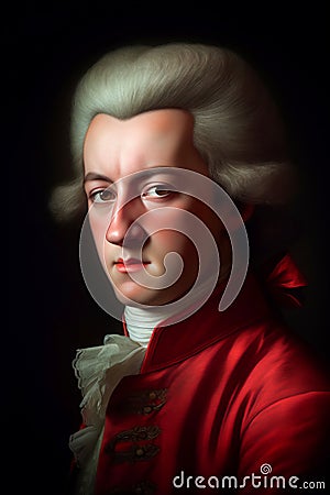 Wolfgang Amadeus Mozart oil painting Cartoon Illustration