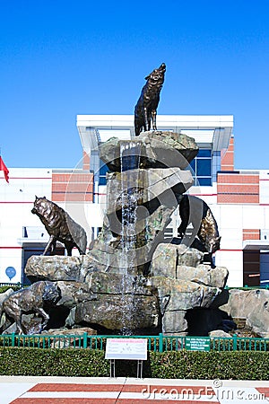 Wolfpack Statue at Carter-Finley Stadium, Cary, North Carolina. Editorial Stock Photo