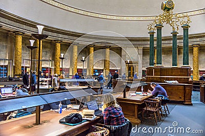 The reading room at Manchester Central library, Manchester, England. 6 February 2015 Editorial Stock Photo