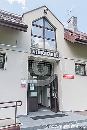 Entrance to office of Treblinka Museum, The Nazi German Extermination and Forced Labour Camp 1941-1944. Editorial Stock Photo