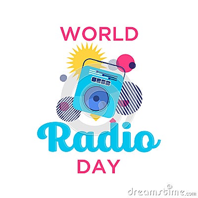 Wolrd Radio Day logo event with modern color design Vector Illustration