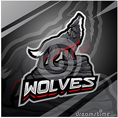 Wolves esport mascot logo design Vector Illustration