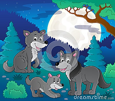 Wolves theme image 2 Vector Illustration