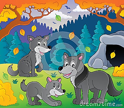Wolves theme image 3 Vector Illustration