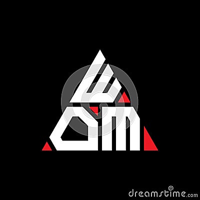 WOM triangle letter logo design with triangle shape. WOM triangle logo design monogram. WOM triangle vector logo template with red Vector Illustration