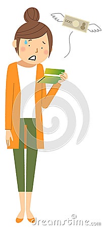 A stunned woman looking at a savings bankbook Vector Illustration