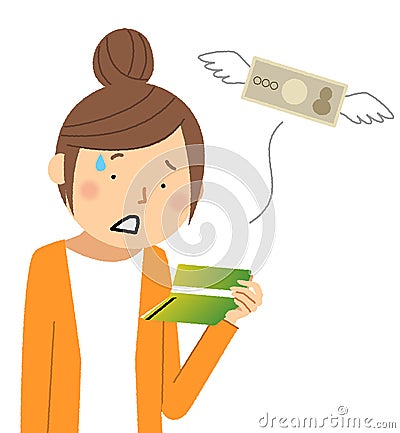 A stunned woman looking at a savings bankbook Vector Illustration