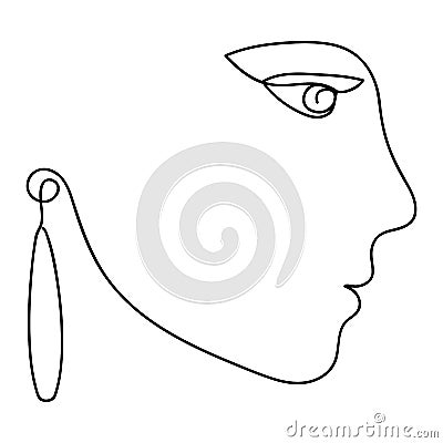 Woman abstract face profile, one line drawing. Hand drawn outline illustration. Continuous line. Portret female. Vector Stock Photo