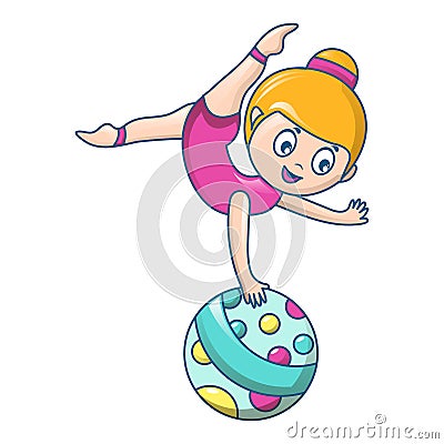 Woman acrobat icon, cartoon style Vector Illustration