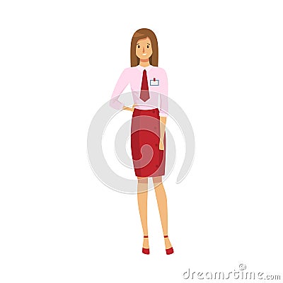 Woman administrator in stylish bright official clothing vector illustration Vector Illustration