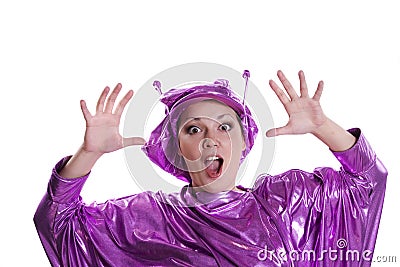 Woman in alien costume Stock Photo