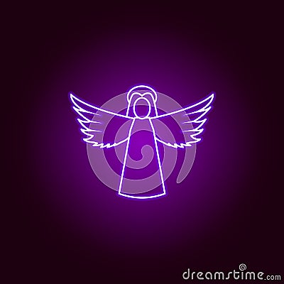 woman Angel line icon in neon style. Signs and symbols can be used for web, logo, mobile app, UI, UX Stock Photo