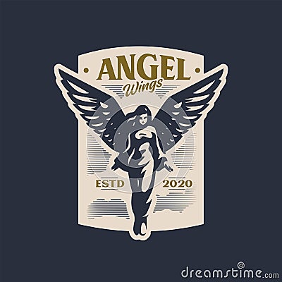 Woman angel with wings takes off Vector Illustration