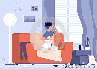 Woman apathy. Female depression, desperate unhappy young girl. Psychological crisis, regret or sad feelings Vector Illustration
