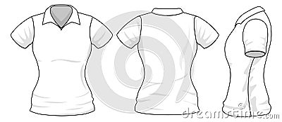 Woman apparel design template. T-shirt front side and back view Vector Illustration