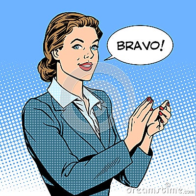 Woman applause bravo concept of success Vector Illustration