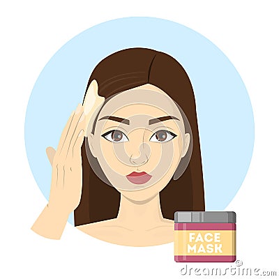 Woman applying hair mask after a washing Vector Illustration