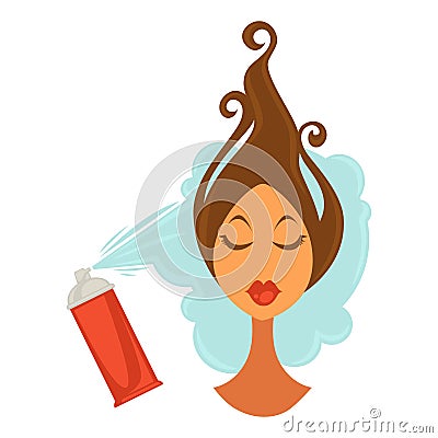 Woman applying hair spray Vector Illustration