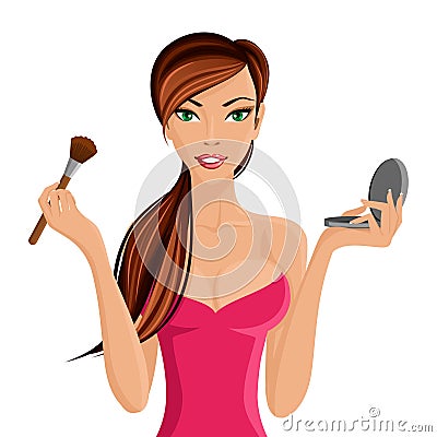 Woman applying makeup Vector Illustration