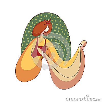 Woman in apron with dough. Vector illustration. Vector Illustration