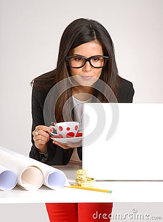 Woman architect. Stock Photo