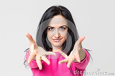 Woman with arms forward Stock Photo