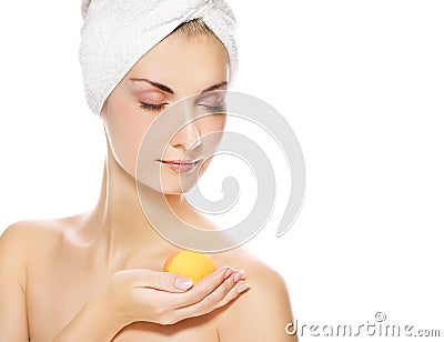 Woman with aroma bath ball Stock Photo