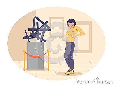 Woman in art gallery Vector Illustration