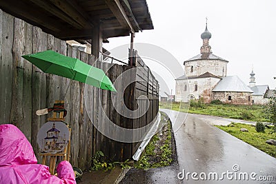 Woman artist painting in suzdal,russian federation Editorial Stock Photo