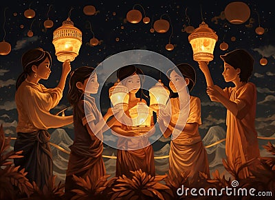 Woman asian asia tradition festival happy religious night holiday person religion culture Stock Photo