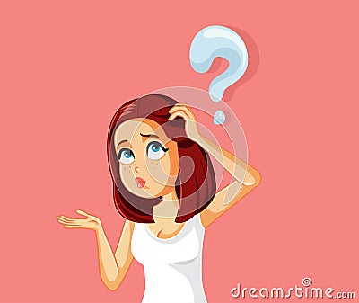 Woman Asking Questions Vector Cartoon Illustration Vector Illustration