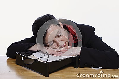 Woman Asleep on Inbox Stock Photo